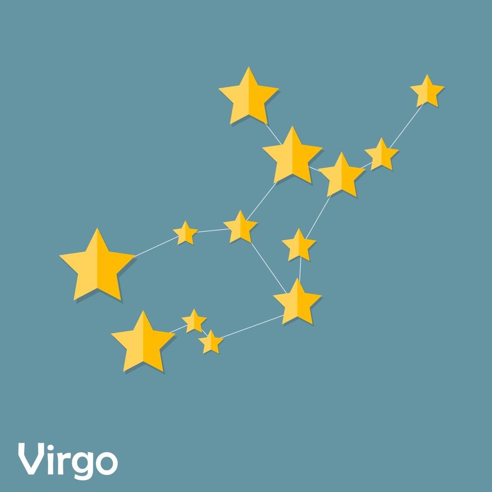 Virgo signo del zodíaco de la hermosa ilustración de vector de estrellas brillantes