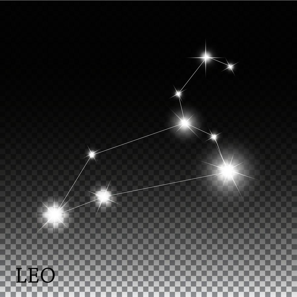 Leo signo del zodíaco de la hermosa ilustración de vector de estrellas brillantes