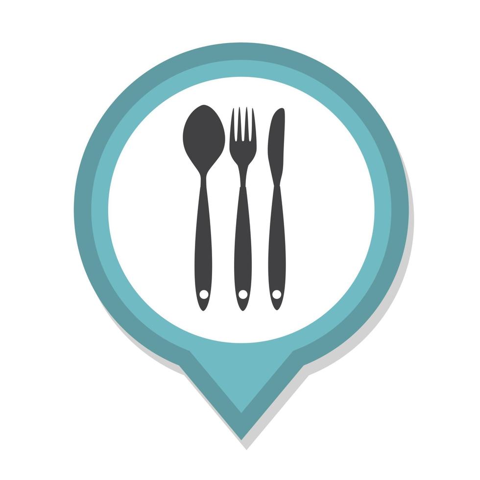 Icono de menú de restaurante con ilustración de vector de larga sombra