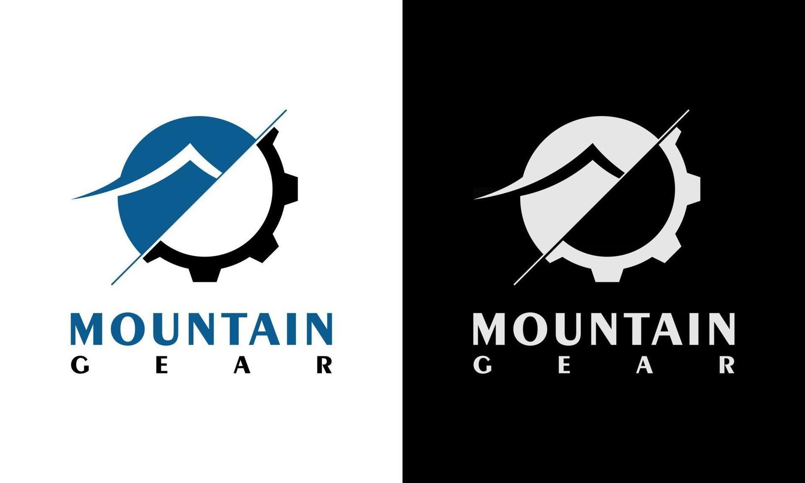 Ilustration vector graphic of Mountain engine for mining logo inspiration. mountain with gear concept design