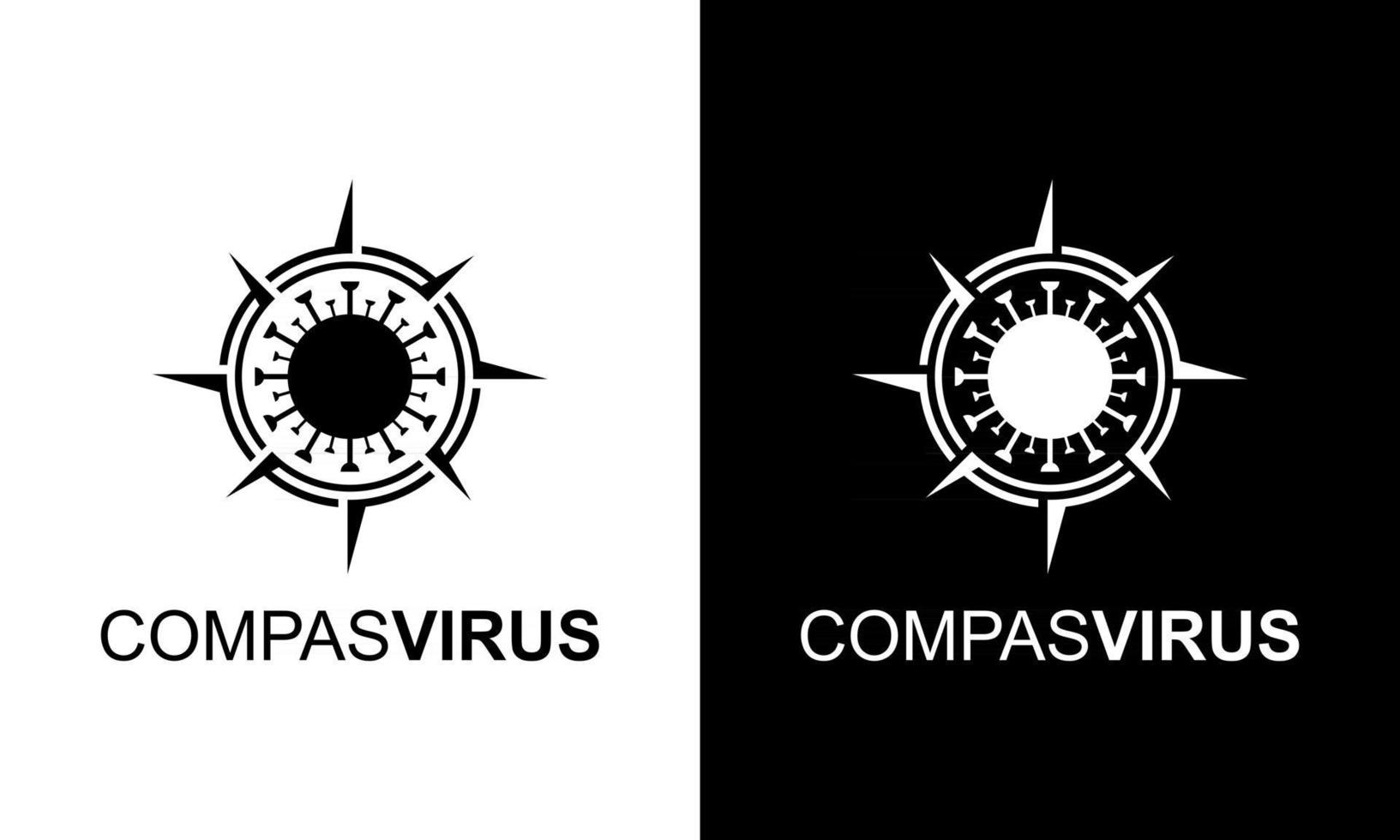 Ilustration vector graphic of  Creative Compass and Corona Virus Concept Logo Design Template