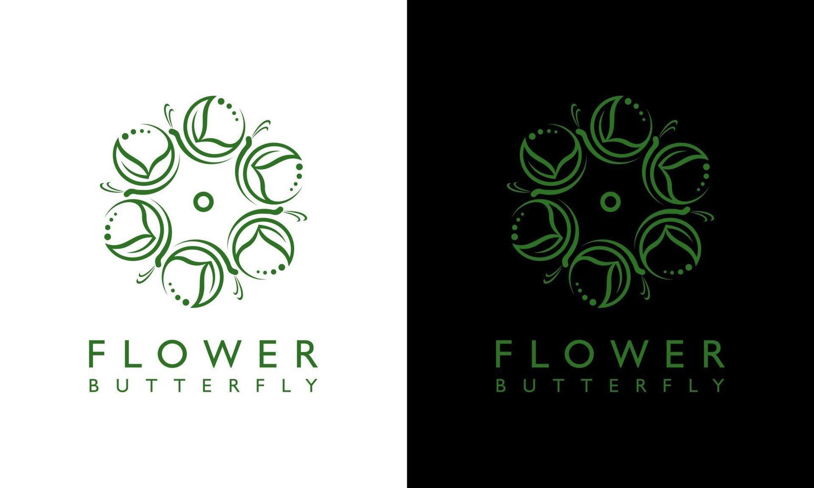 Gráfico vectorial de ilustración del diseño del logotipo del concepto de mariposa floral femenino que se adapta a todas partes vector