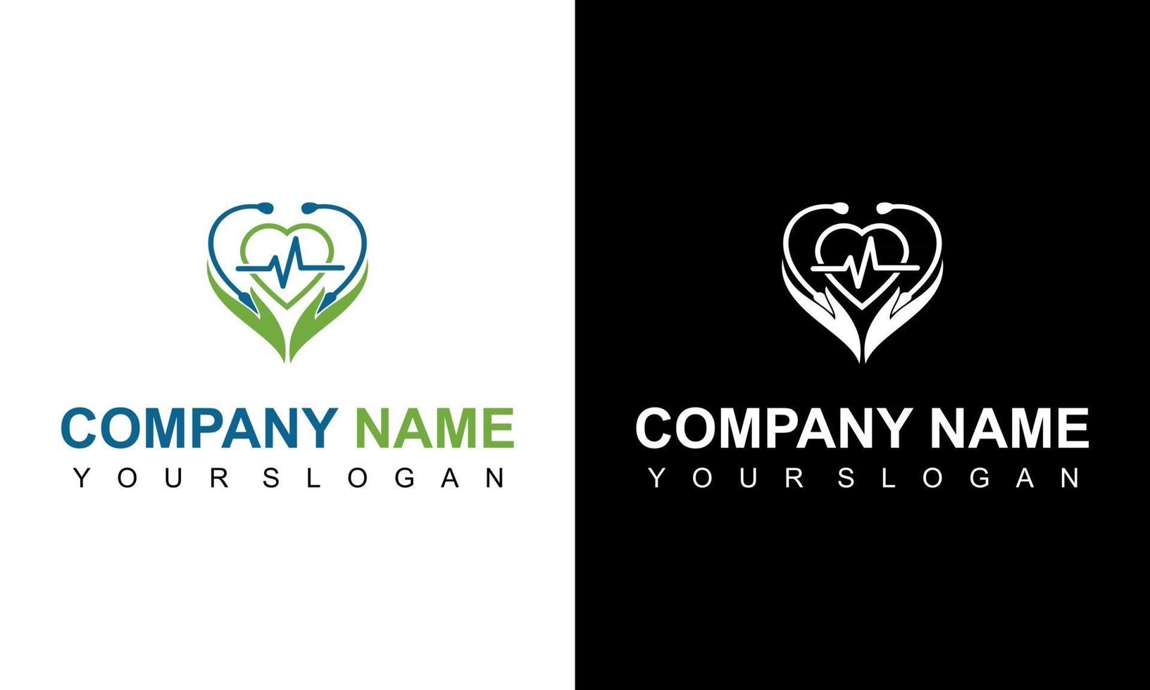 Stethoscope logo and hart, Heart icon with stethoscope. Cardiology health care center, clinic logo. medical logo vector