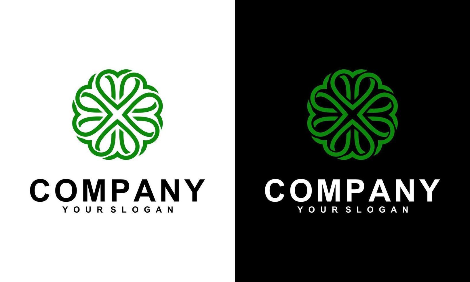 vector de logotipo de amor de trébol, diseño de logotipos de hojas, logotipo moderno, plantilla de ilustración de vector de diseños de logotipos