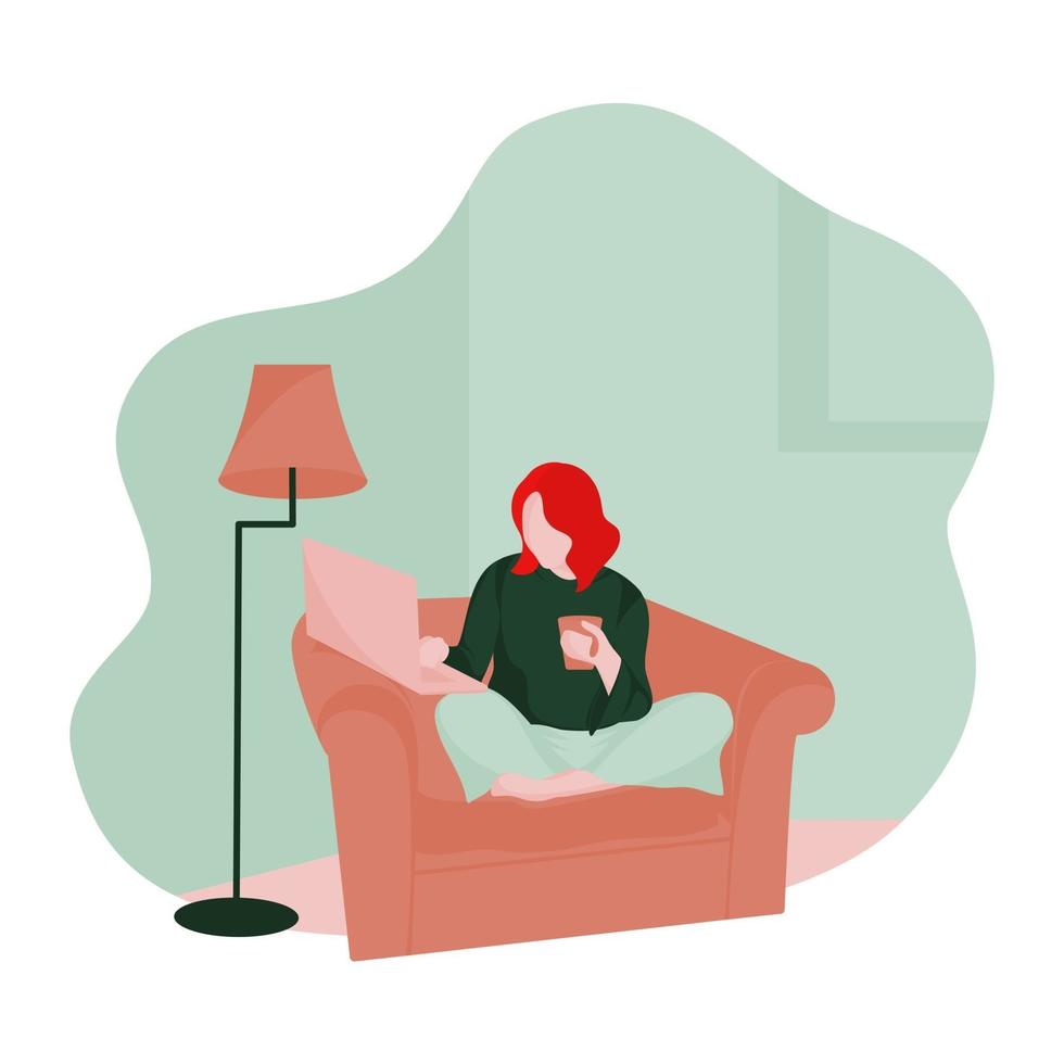 Woman working at home vector