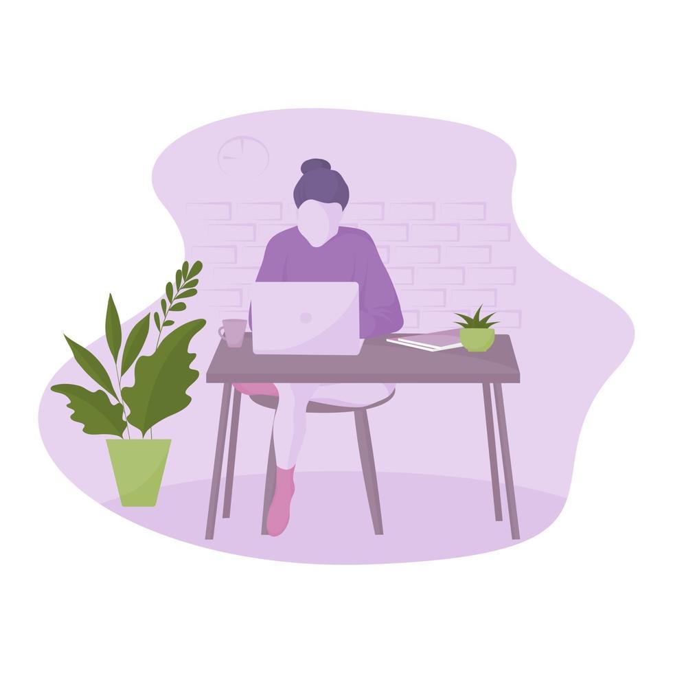 Woman working at home vector