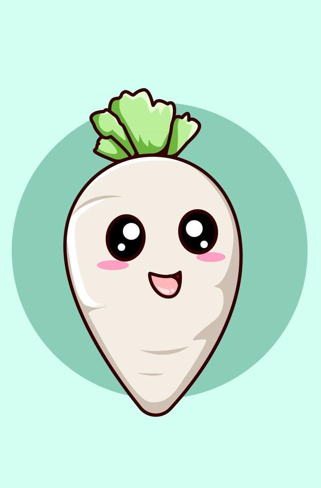 Cute radish vegetables cartoon illustration vector