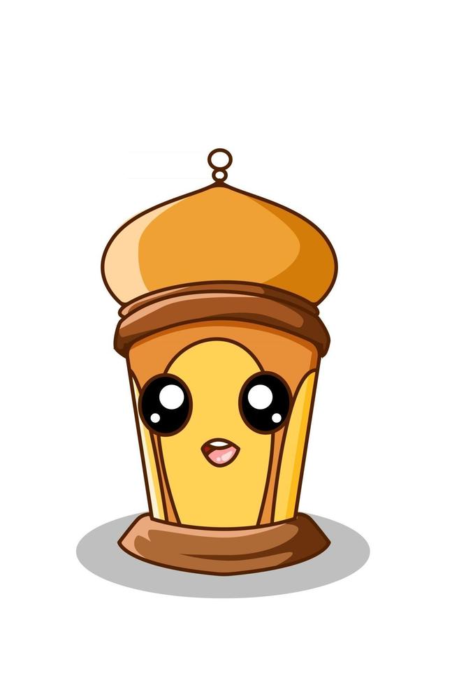 Cute lantern at ramadan mubarak cartoon illustration vector