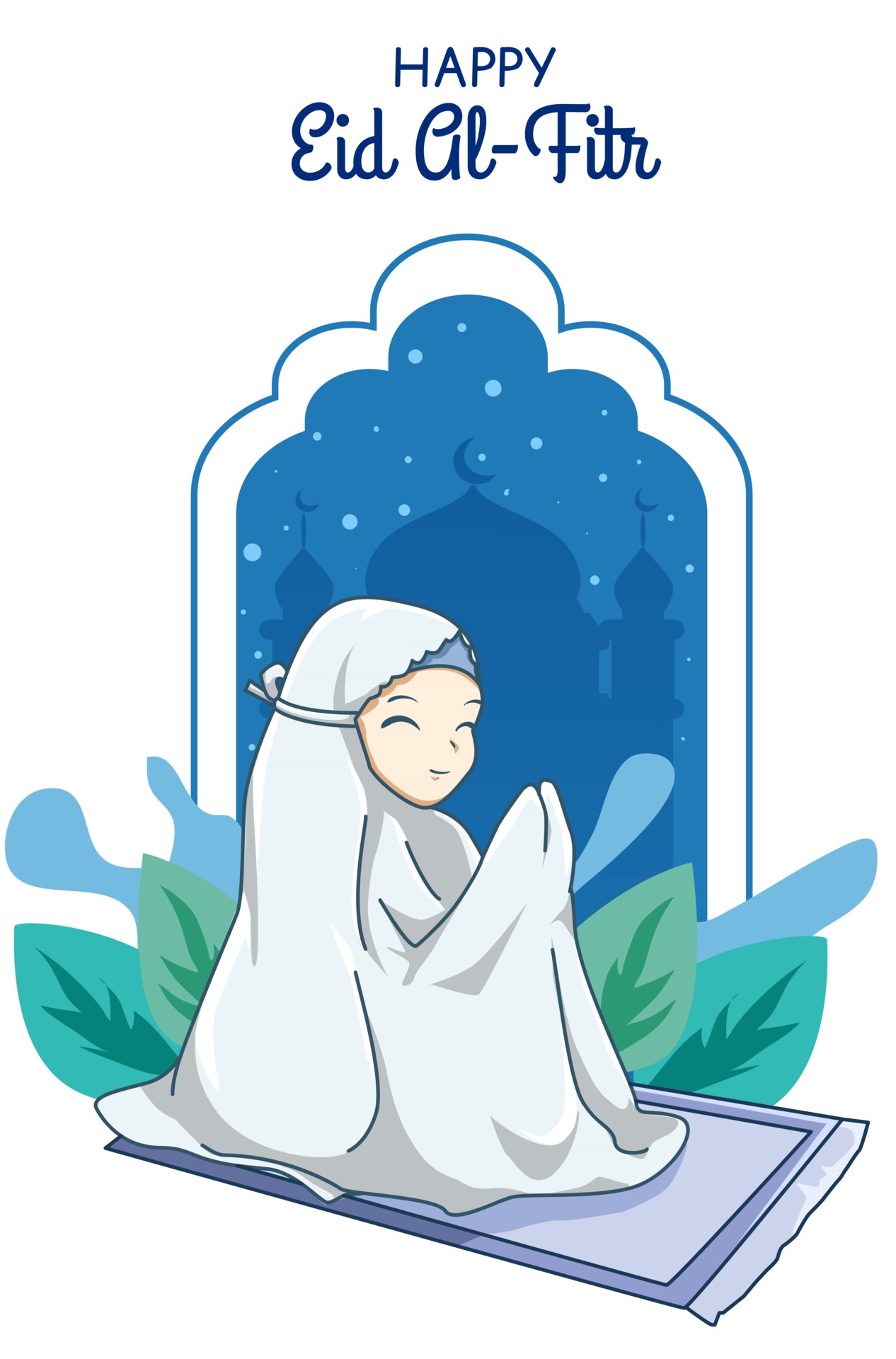 Little muslim girl praying at mubarak cartoon illustration 2947481 Vector  Art at Vecteezy
