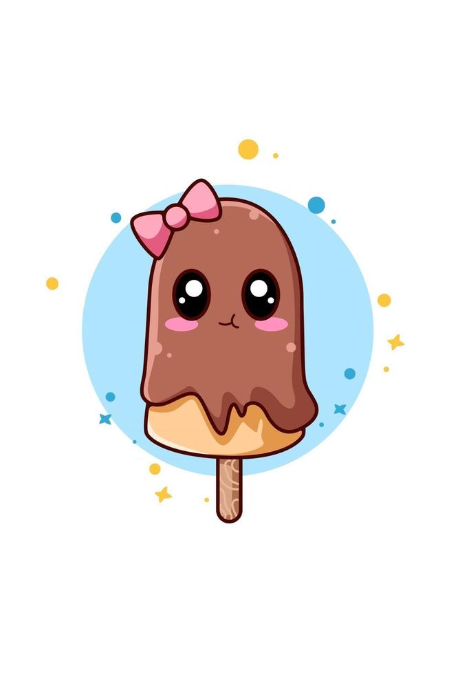 Cute and funny sweet ice cream cartoon illustration vector