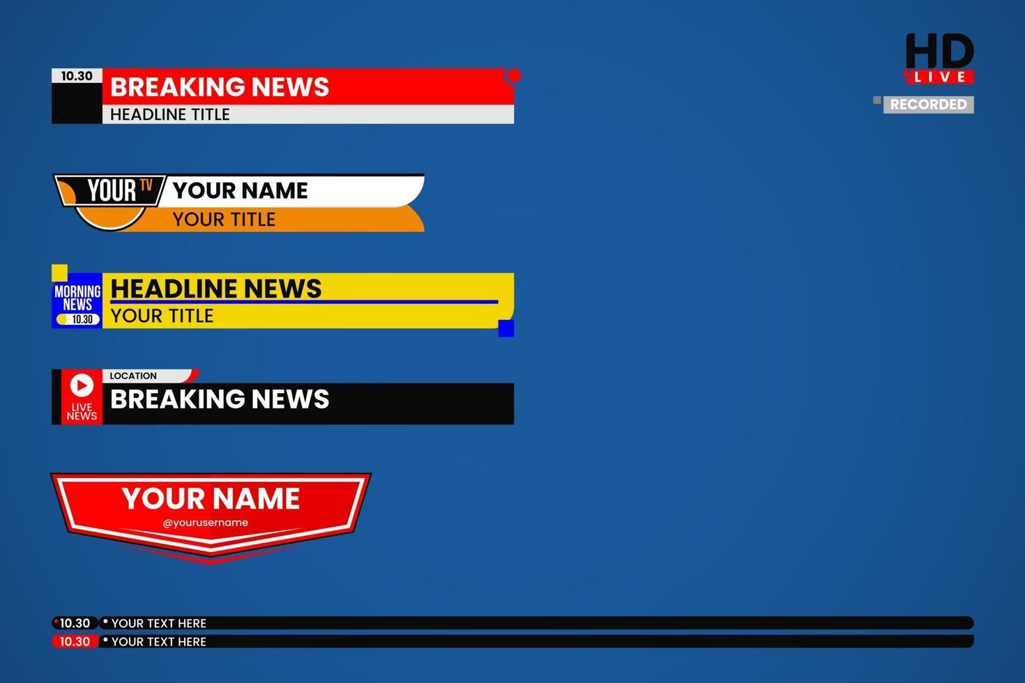 Set of lower third graphic template. TV banners for news. vector