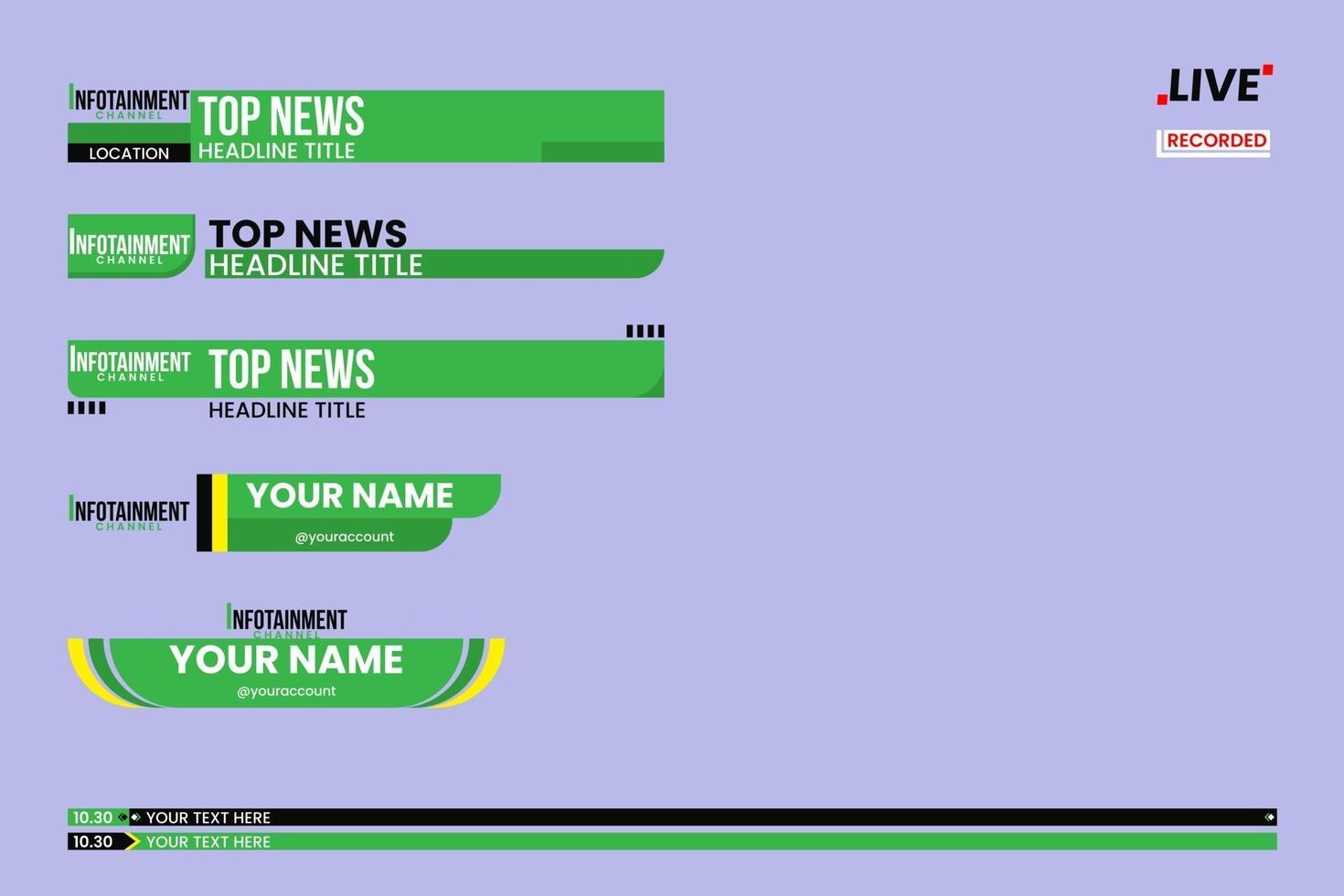 Set of lower third graphic template. TV banners for news. vector