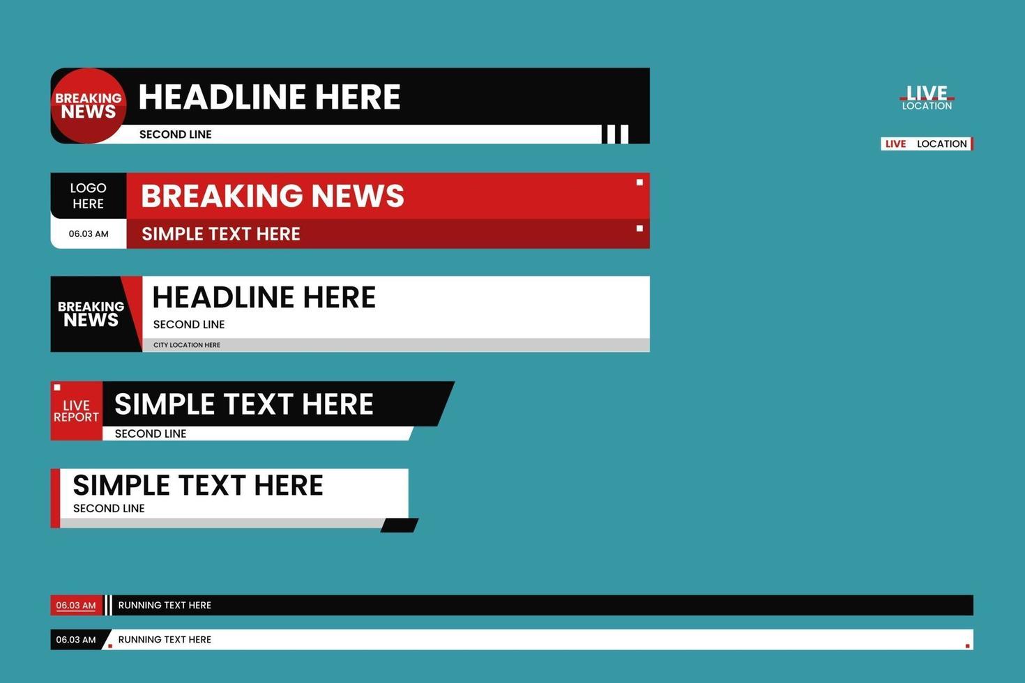 Set of lower third graphic template. TV banners for news. vector