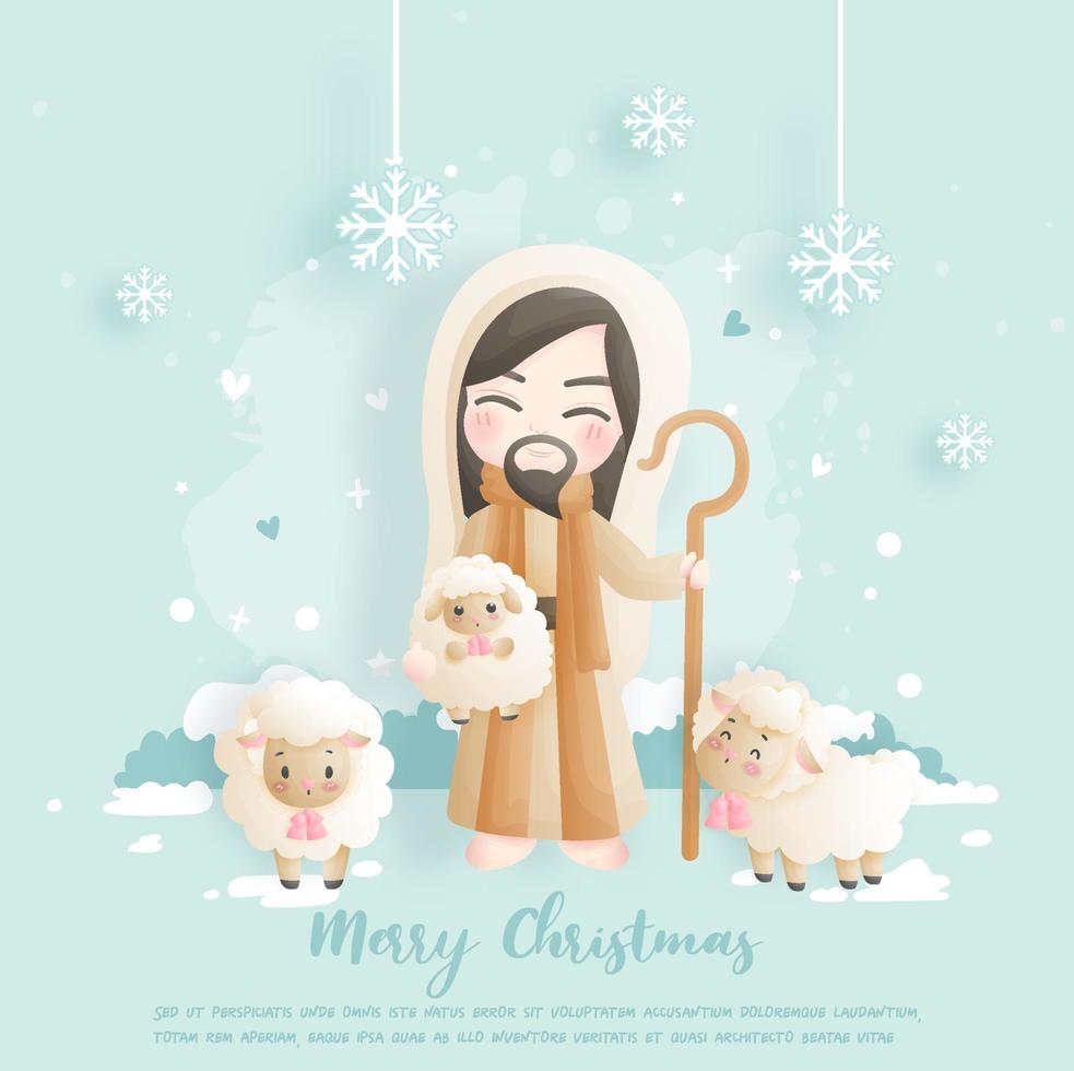 Christmas card, celebration concept with Jesus Christ vector