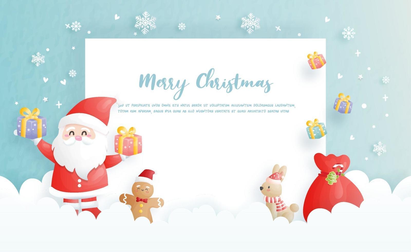 Christmas card, celebrations with cute Santa vector