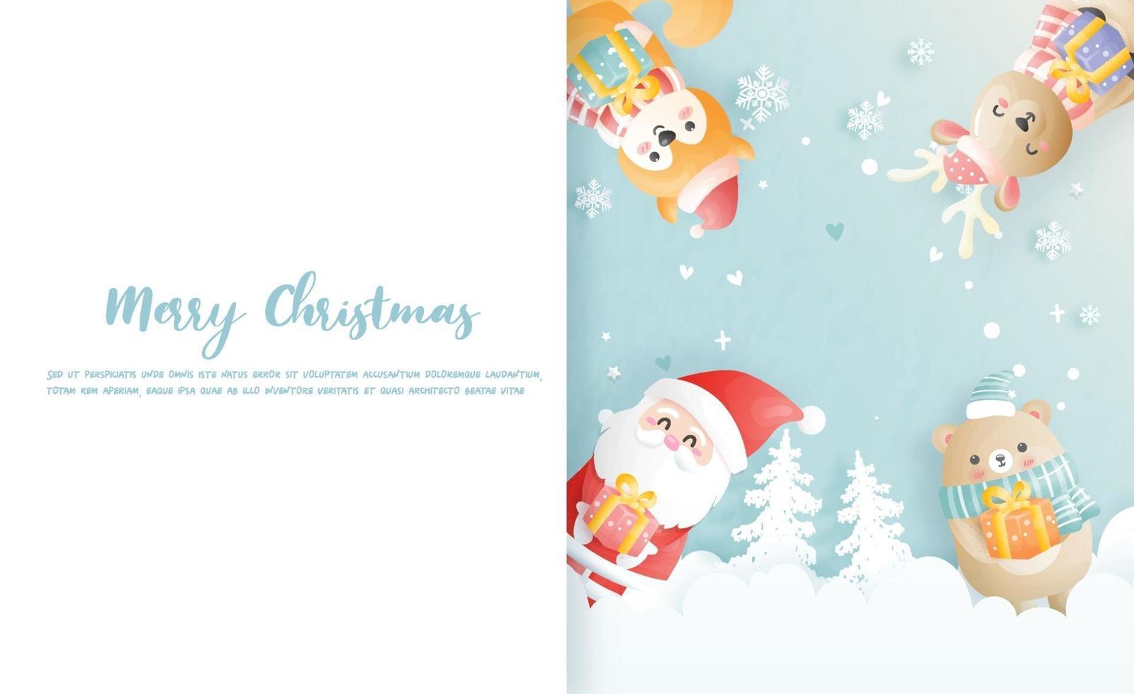 Christmas card, celebrations with cute Santa vector