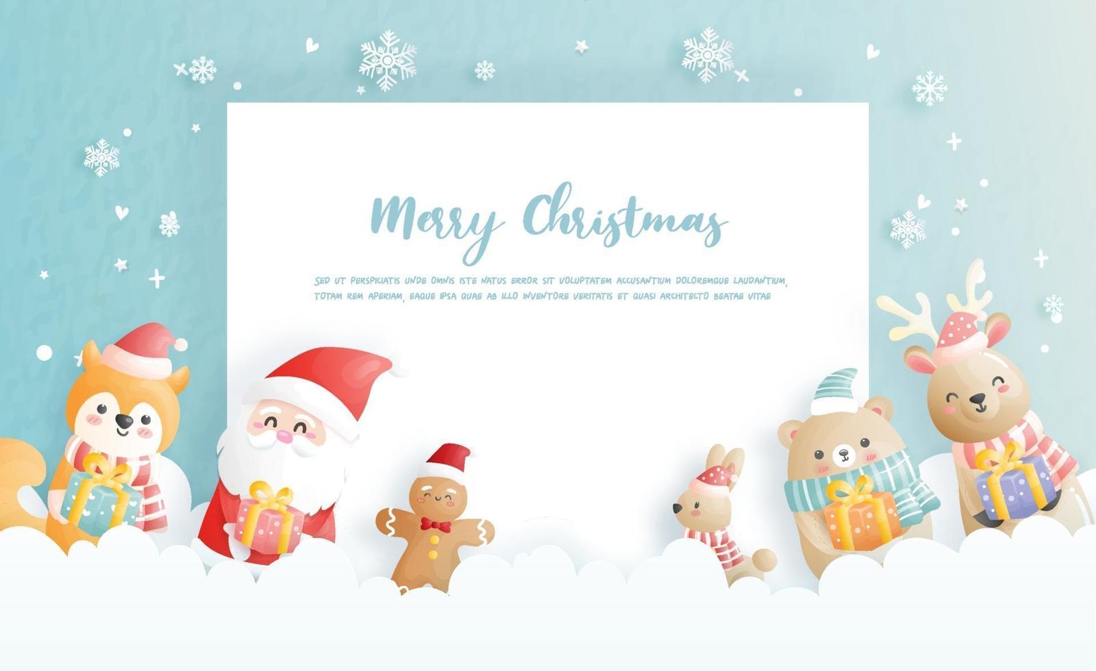 Christmas card, celebrations with cute Santa vector