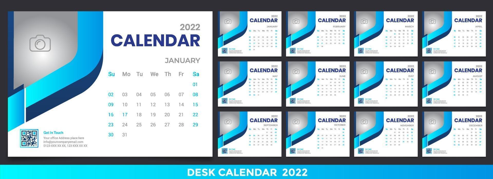 Free Desk Calendar 2022 Template Design Idea, Calendar 2022, 2023 vector