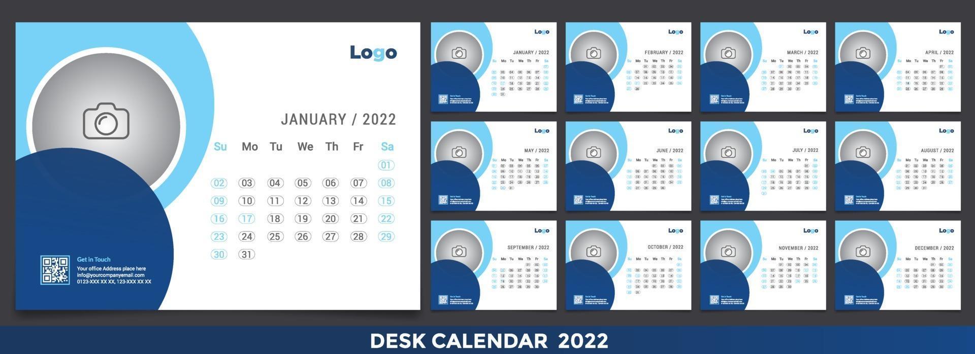 Free Desk Calendar 2022 Template Design Idea, Calendar 2022, 2023 vector