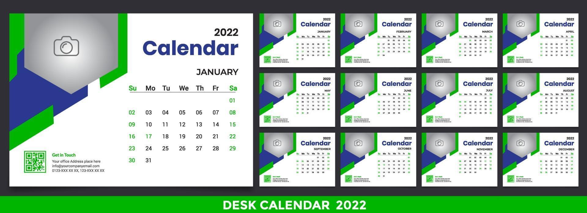 idea de diseño de plantilla de calendario de escritorio gratis 2022, calendario 2022, 2023 vector