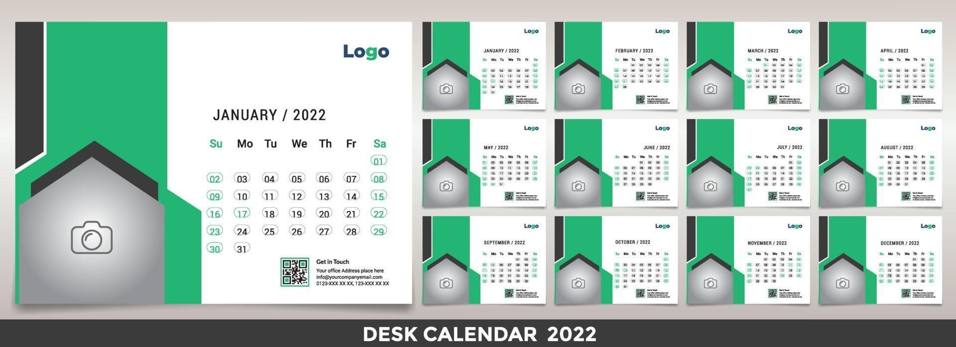 Free Desk Calendar 2022 Template Design Idea, Calendar 2022, 2023 vector