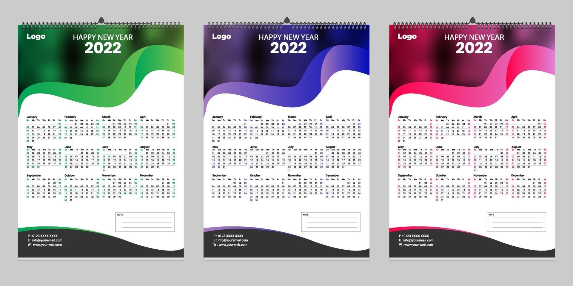 Diseño de plantilla de calendario de pared única 2022 con lugar para foto vector