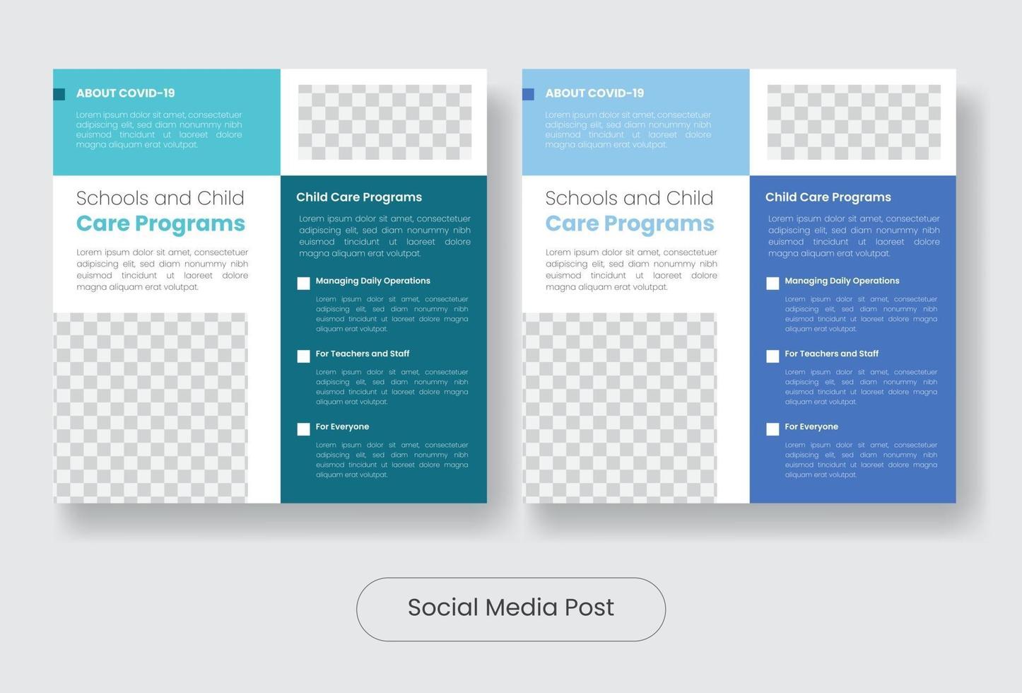 Child covid 19 information programs instagram post banner template set vector