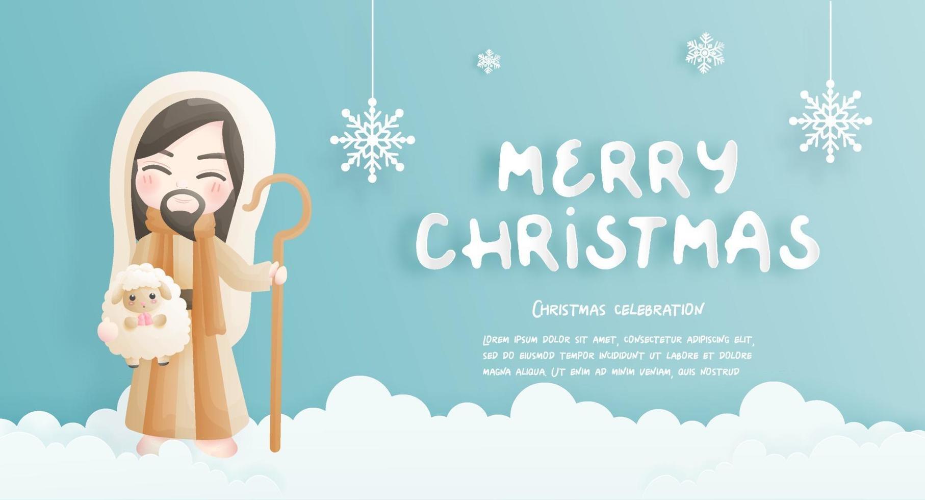 Christmas card, celebration concept with Jesus Christ vector