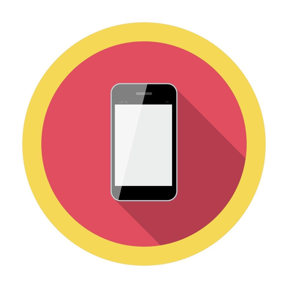 Mobile Phone Flat Icon with Long Shadow, Vector Illustration