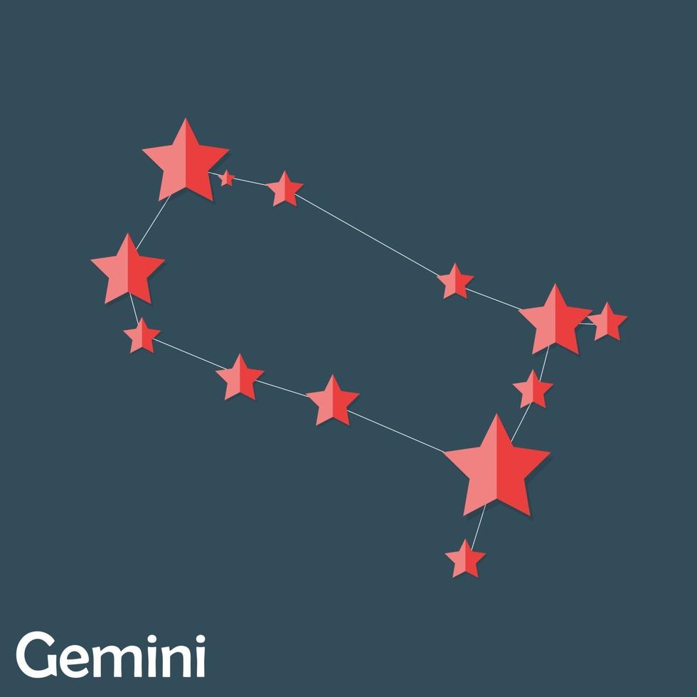 Gemini Zodiac Sign of the Beautiful Bright Stars Vector Illustration