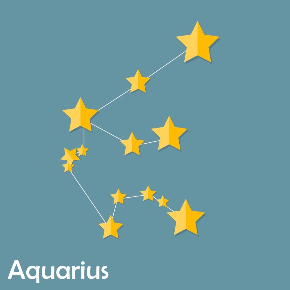 Aquarius Zodiac Sign of the Beautiful Bright Stars Vector Illustration