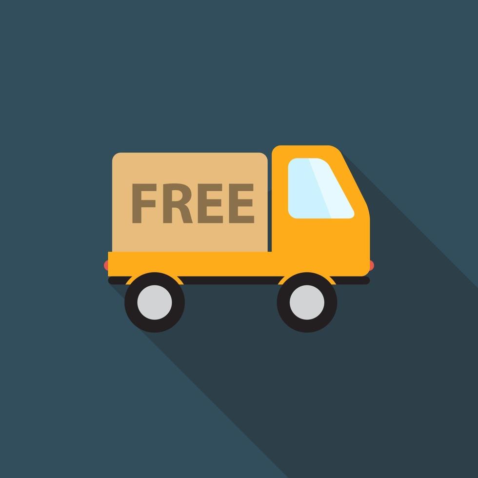 Free Delivery Icon with Long Shadow, Vector Illustration