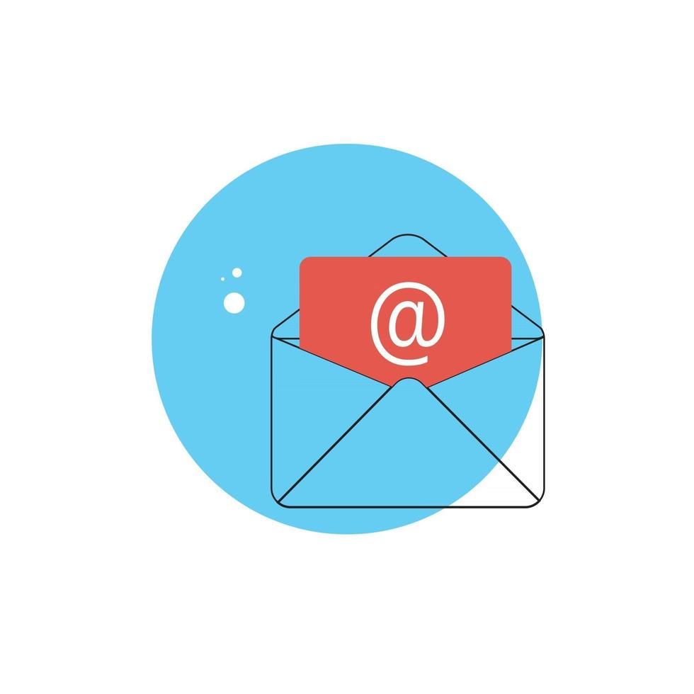 Line Icon with Flat Graphics Element of Post E-mail Letter Vector Illustration