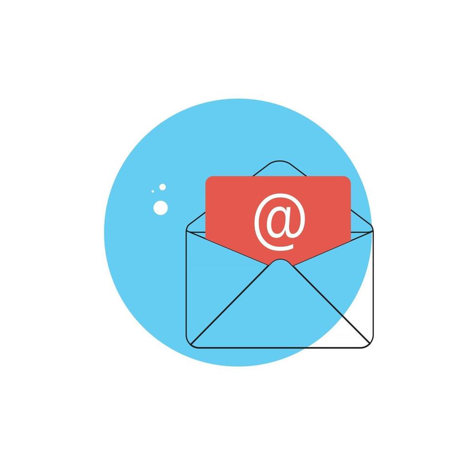 Line Icon with Flat Graphics Element of Post E-mail Letter Vector Illustration