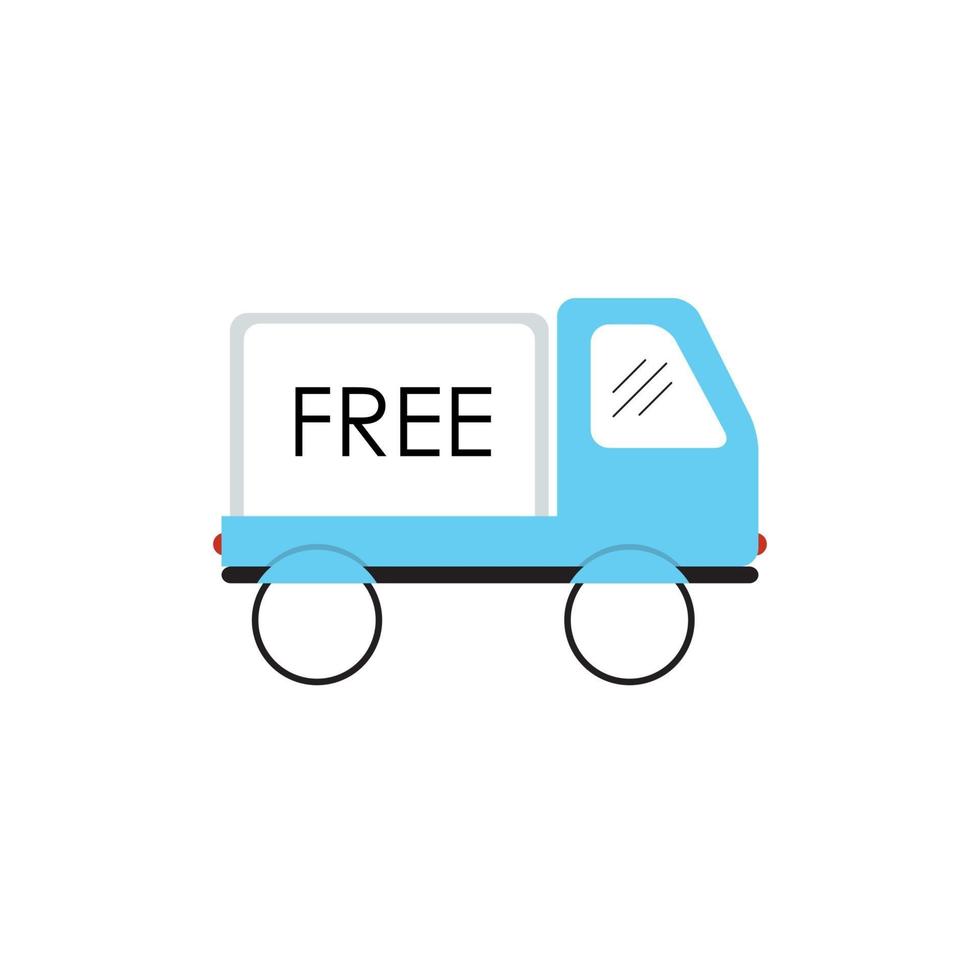 Line Icon with Flat Graphics Element of Free Delivery Car Vector Illustration