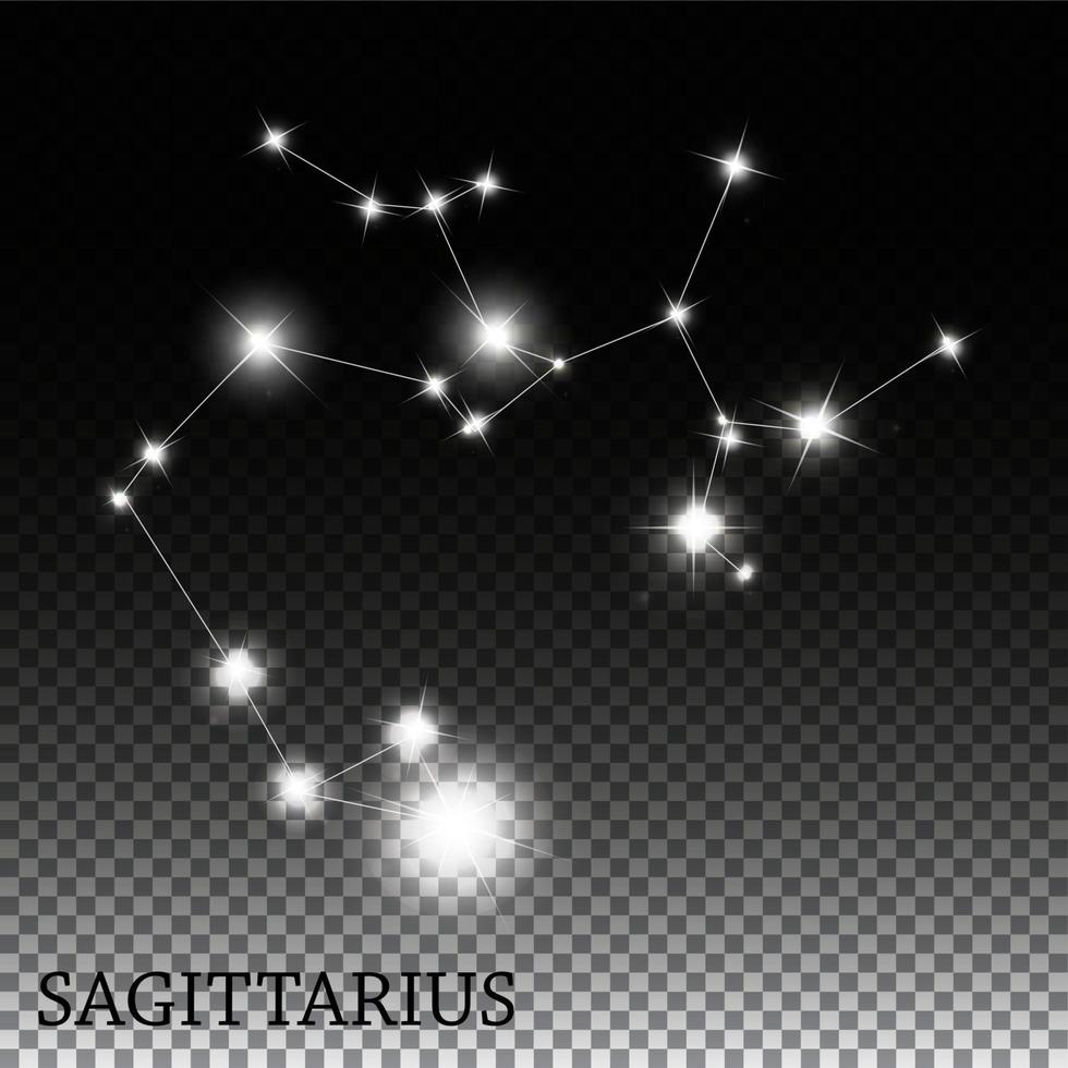 Sagittarius Zodiac Sign of the Beautiful Bright Stars Vector Illustration