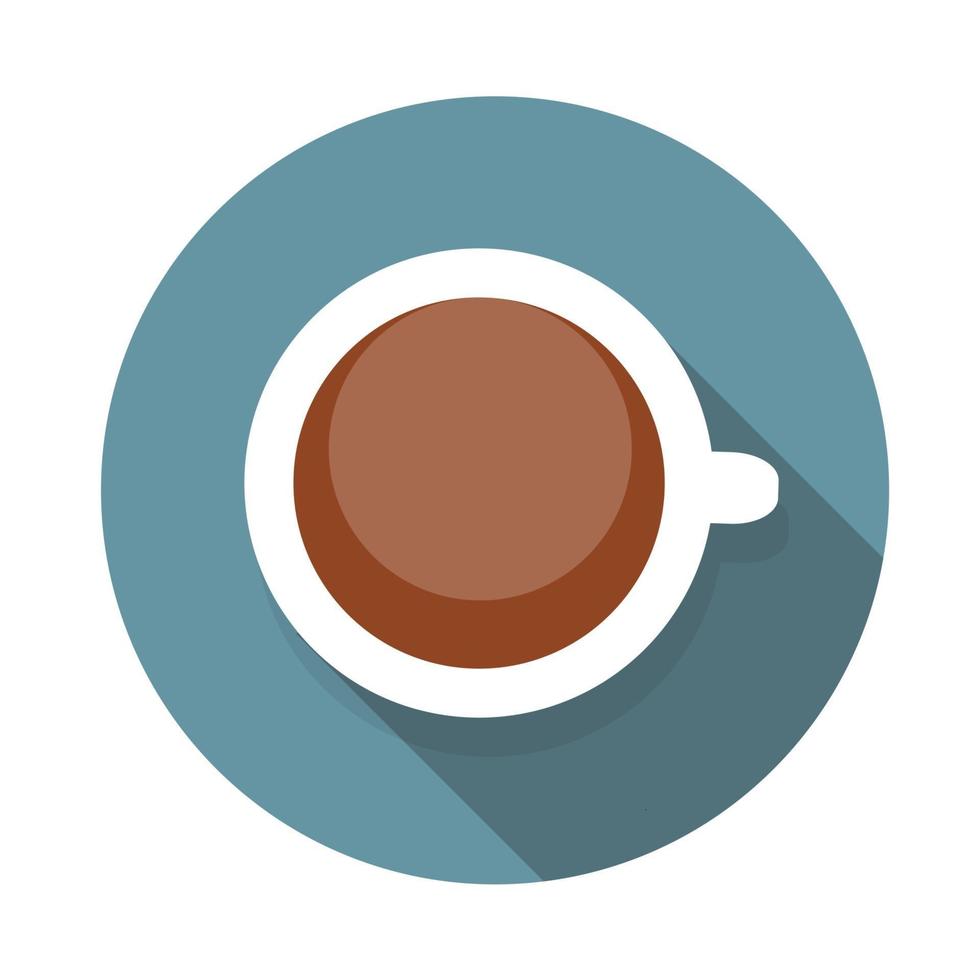 Cup of Coffee Flat Icon with Long Shadow, Vector Illustration