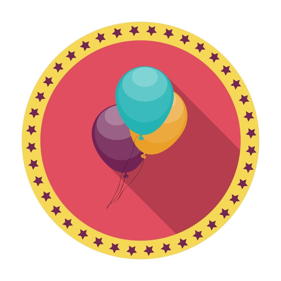 Balloons Flat Icon with Long Shadow, Vector Illustration
