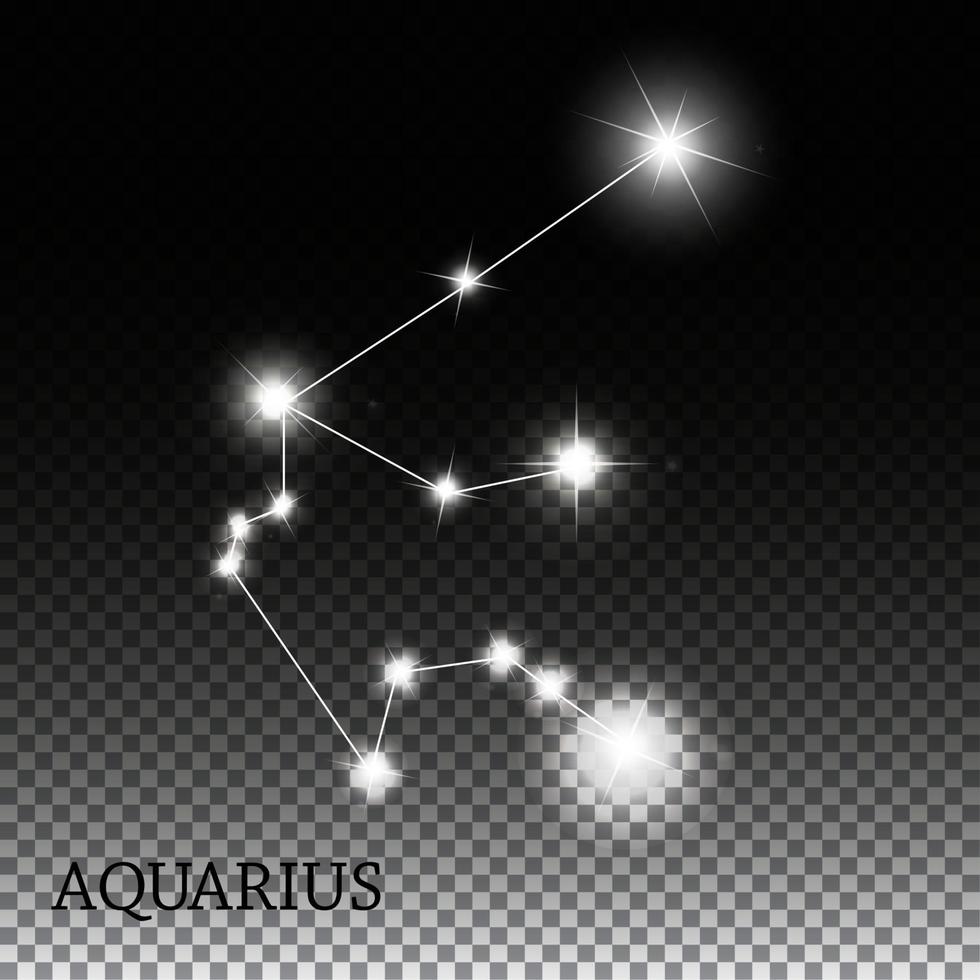 Acuario signo del zodíaco de la hermosa ilustración de vector de estrellas brillantes