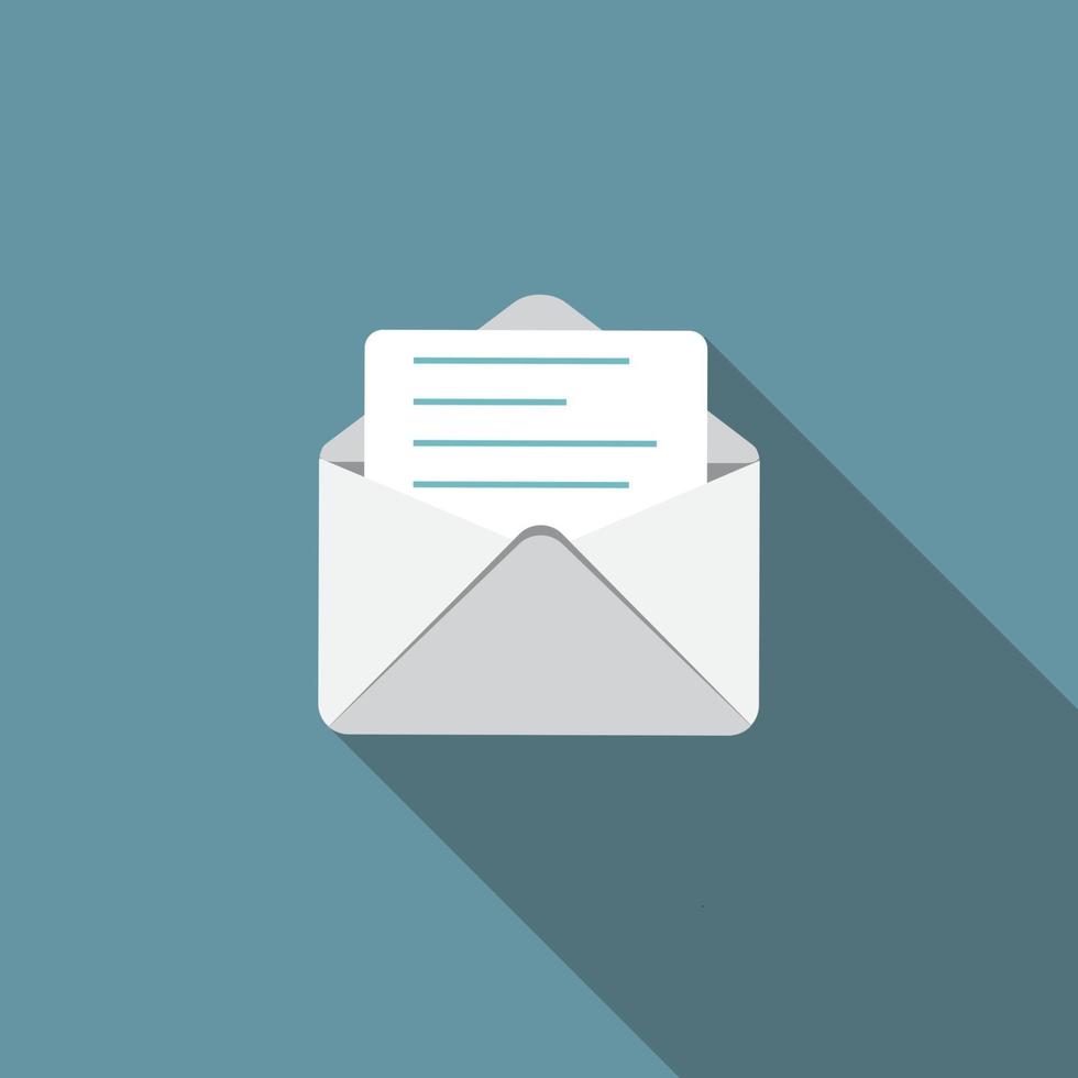 E-Mail Flat Icon with Long Shadow, Vector Illustration