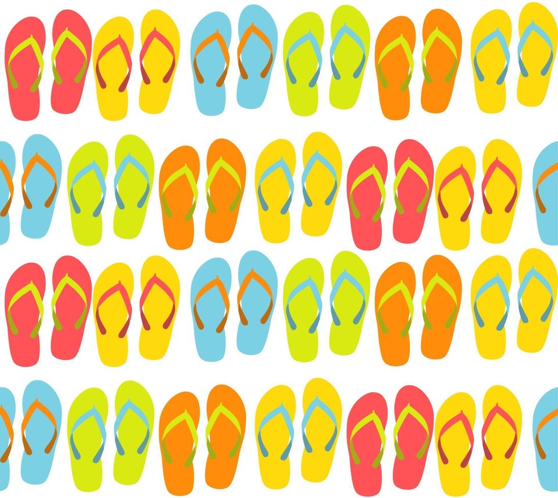 Beach Seamless Background with Flip Flops Vector Illustration