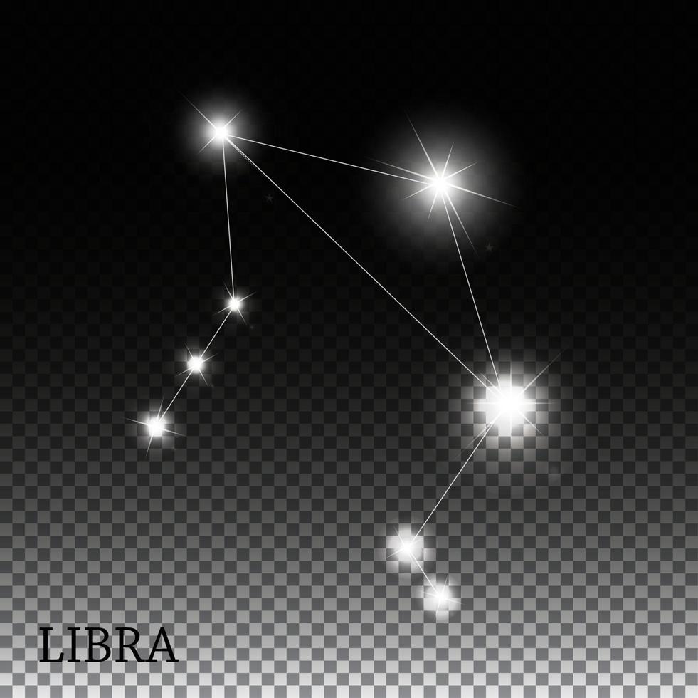 Libra Zodiac Sign of the Beautiful Bright Stars Vector Illustration ...