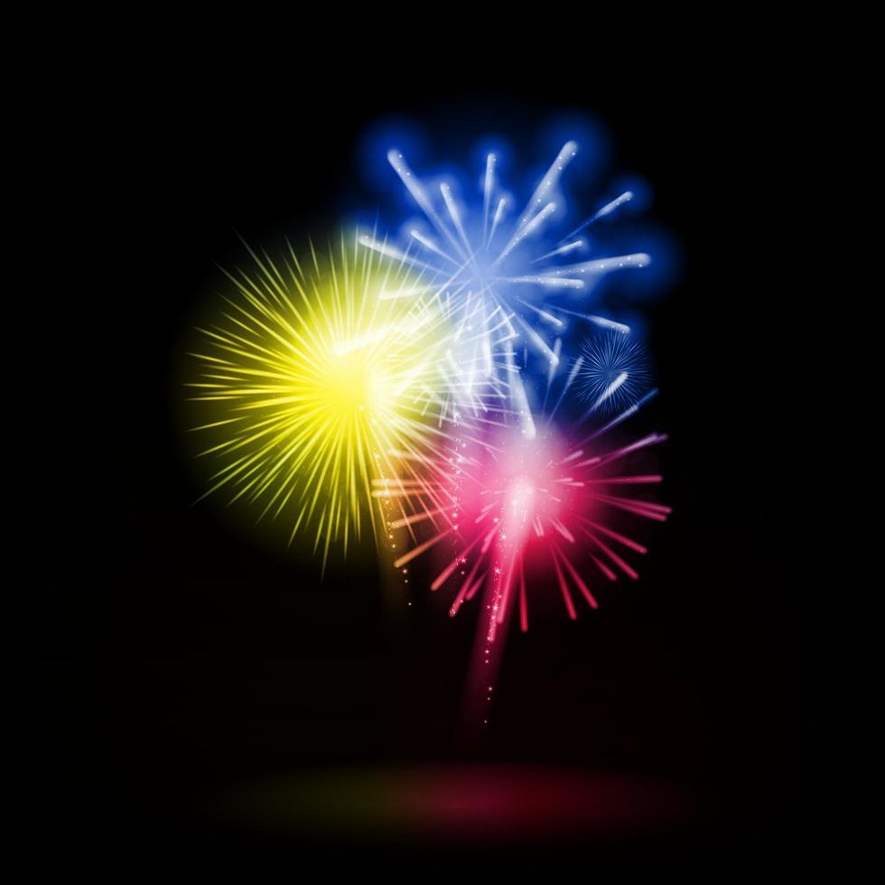 Vector Illustration of Fireworks, Salute on a Dark Background