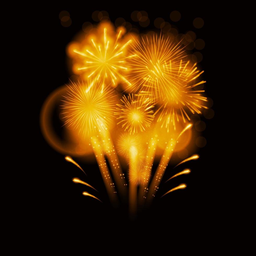 Vector Illustration of Fireworks, Salute on a Dark Background