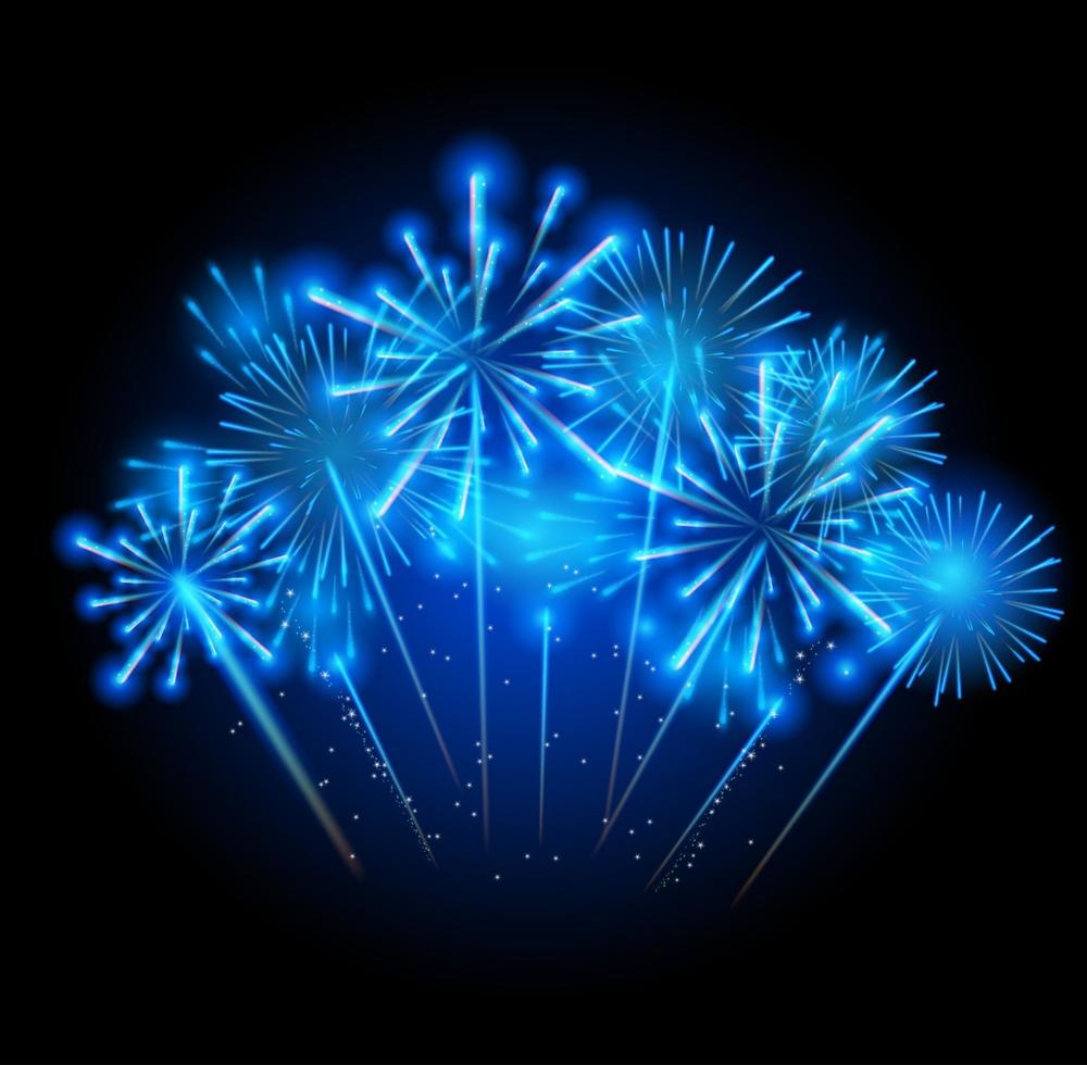 Vector Illustration of Fireworks, Salute on a Dark Background