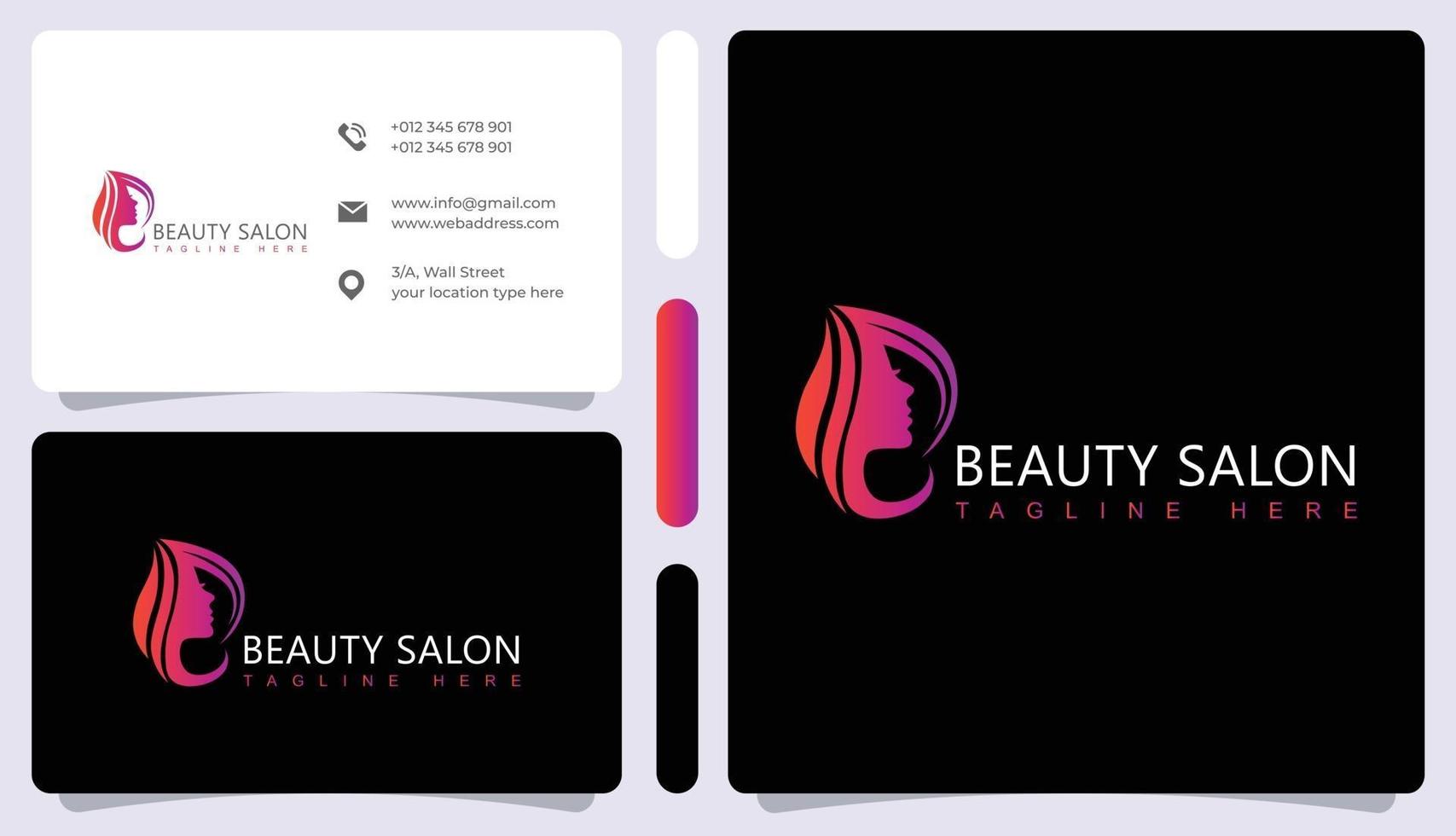 Abstract hair salon logo and business card vector