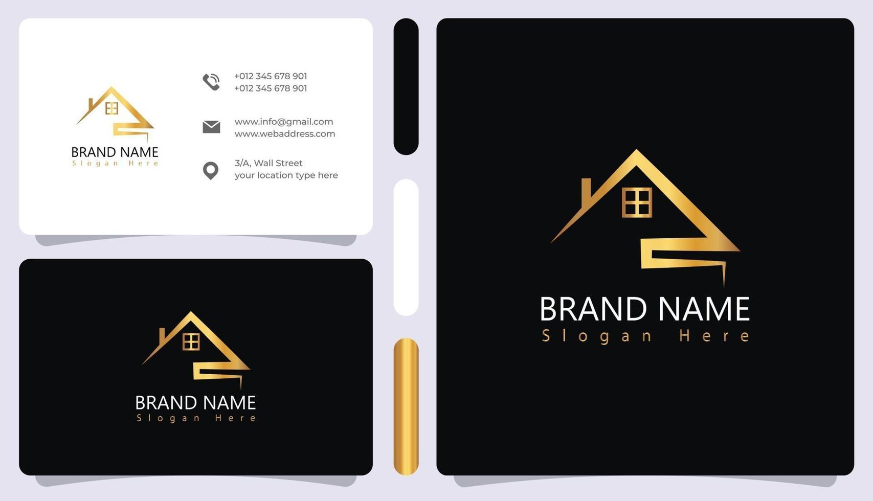 Luxury building real estate and construction logo and business card