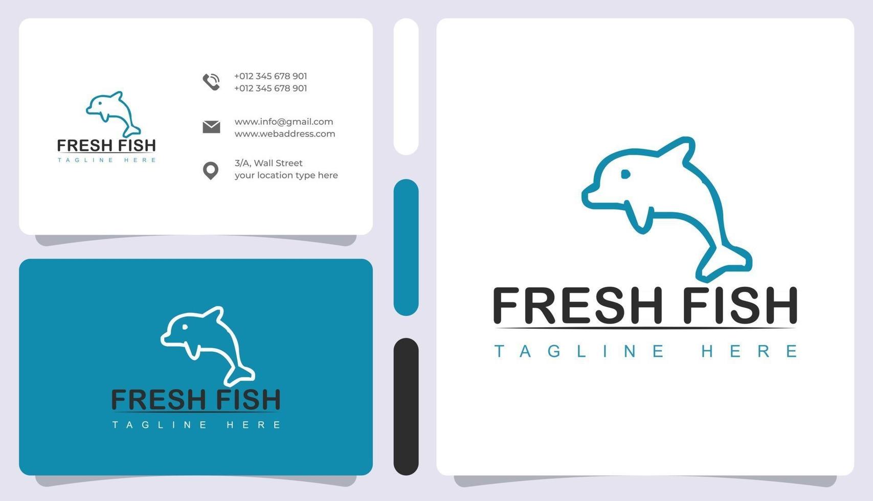 Fish logo and business card vector