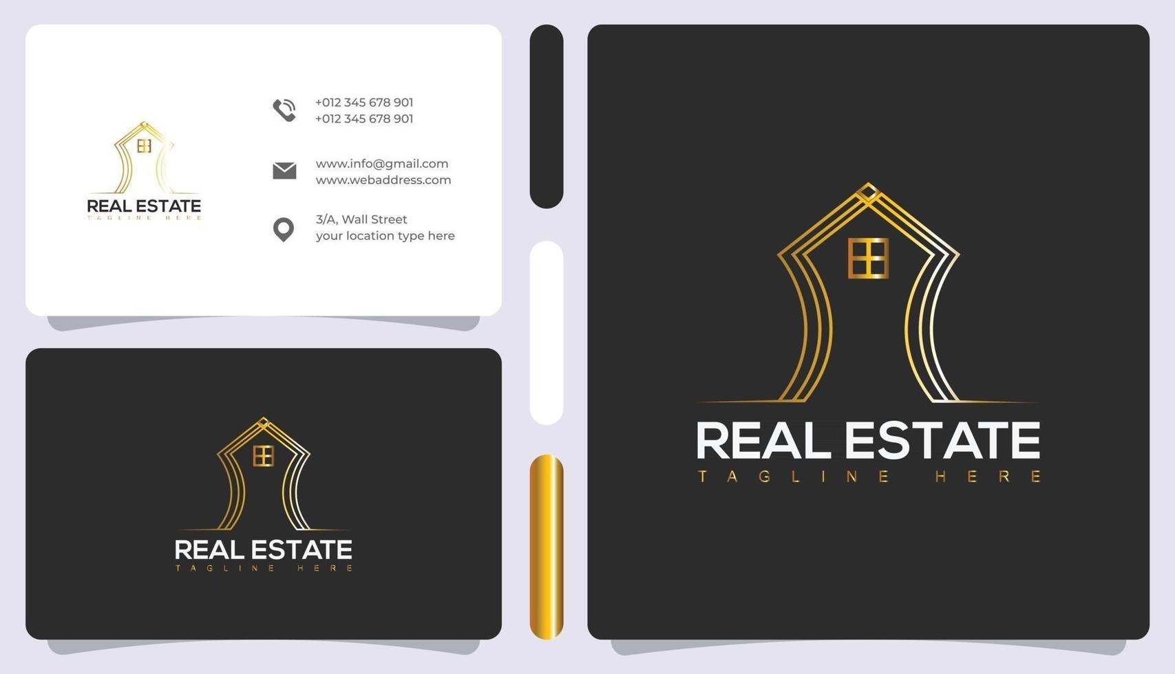 Luxury building real estate and architecture logo and business card vector