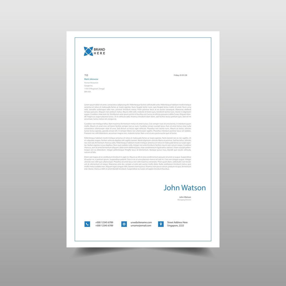 minimal letterhead template for your business vector